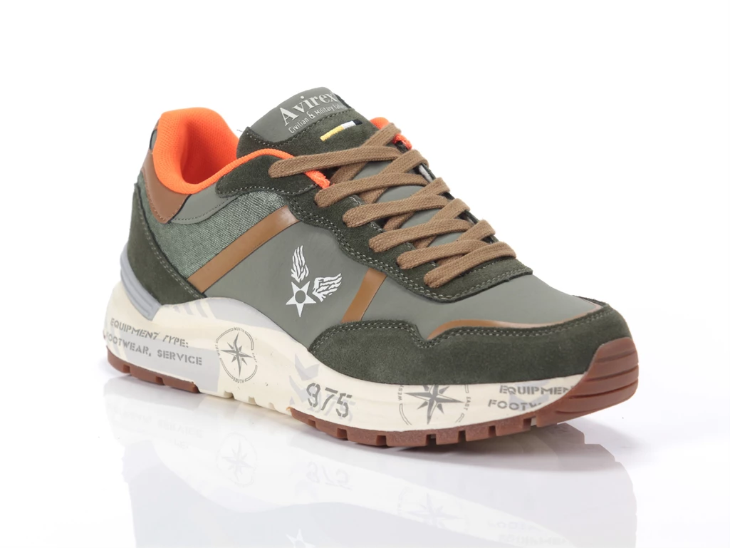  Aston Green - Sneakers uomo Avirex. Disponibile in diverse taglie: 40, 41, 42 e colori arancione, marrone, verde. YOUSPORTY.