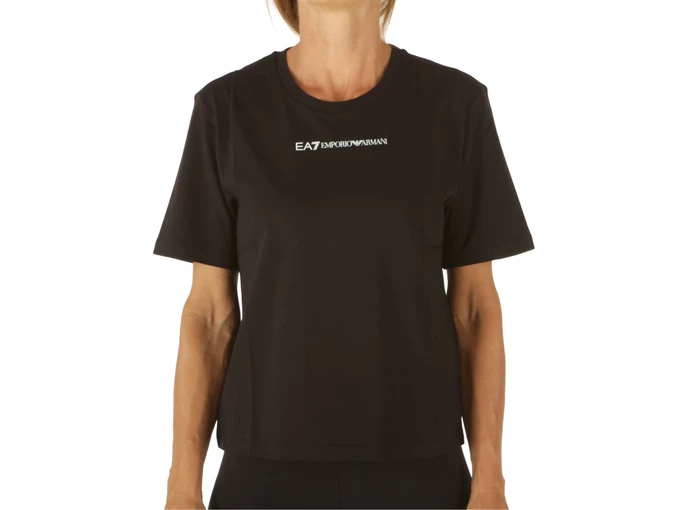 Emporio Armani T-Shirt Logo Crossover Nero woman 8NTT22 TJBEZ 1200