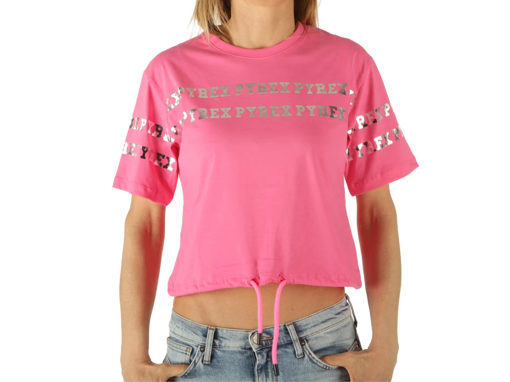  Maglia Corta Donna In Jersey Fuxia Fluo - T-Shirt donna Pyrex. Disponibile in diverse taglie: l, m, s, xs e colori fucsia. YOUS