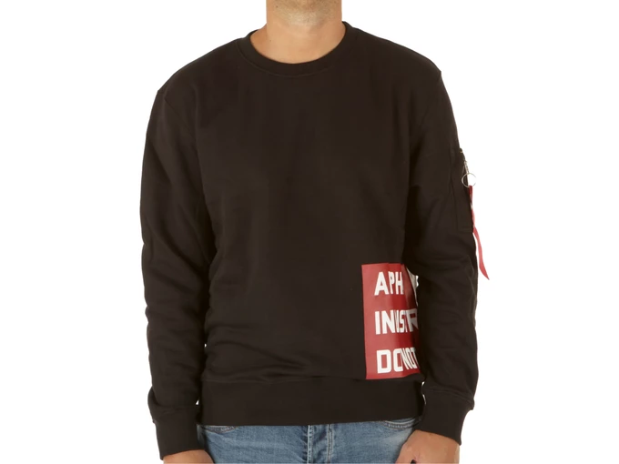  Do not remove Sweater Black - Felpe uomo Alpha Industries. Disponibile in diverse taglie: s e colori rosso, bianco, nero. YOUSP