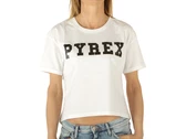  Maglia Corta Donna In Jersey Bianco Stampa Nera - T-Shirt donna Pyrex. Disponibile in diverse taglie: l, m, s, xs e colori bian