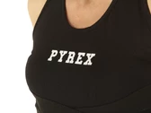  Top Donna In Jersey Stretch Nero Stampa Bianca - Top donna Pyrex. Disponibile in diverse taglie: l, m, s e colori bianco, nero.