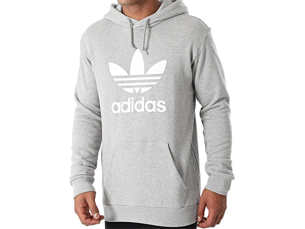  Trefoil Hoodie Medium Grey Heather - Felpe uomo Adidas. Disponibile in diverse taglie: s e colori grigio, bianco. YOUSPORTY.