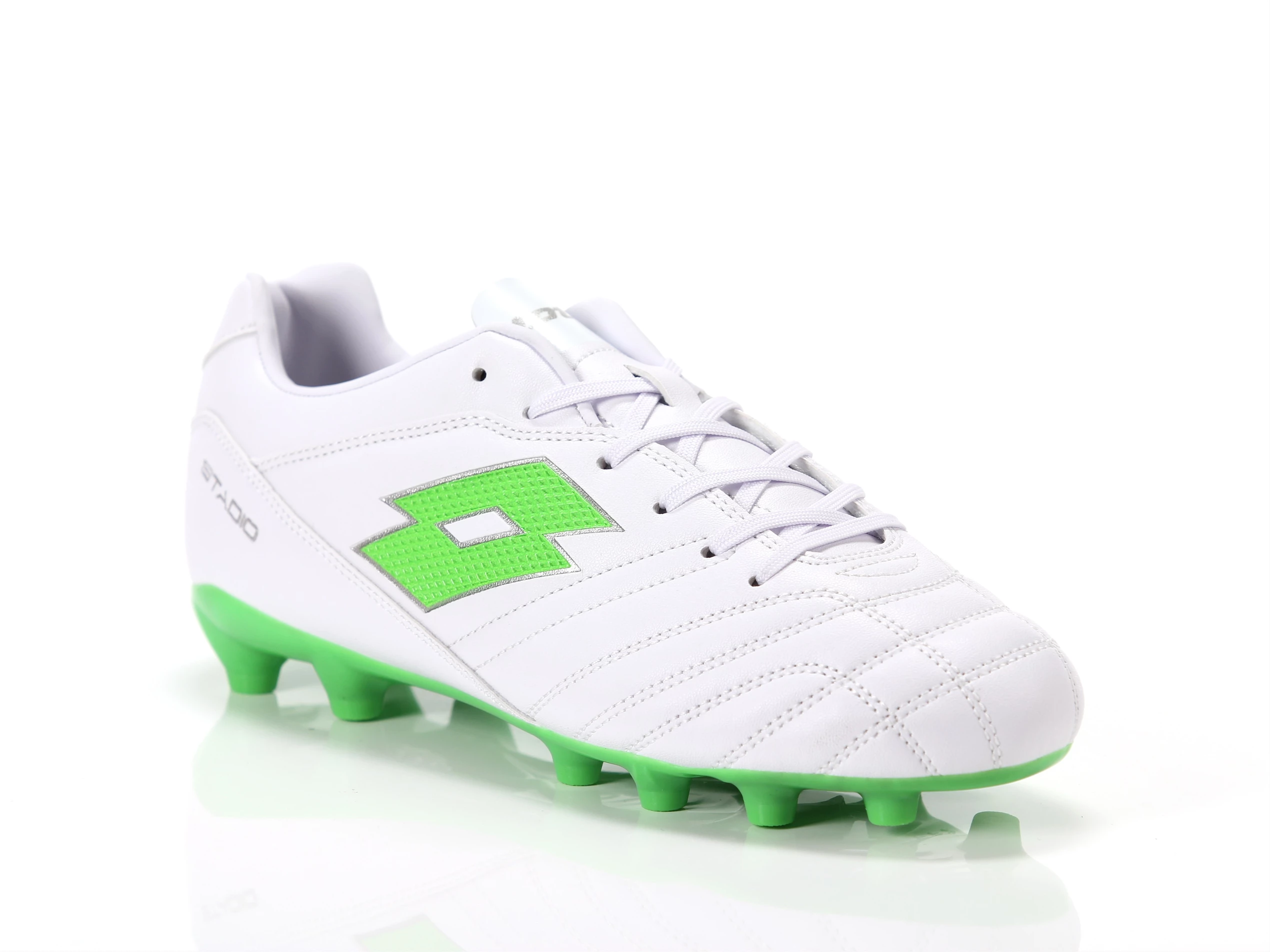 Lotto Stadio 705 FG - Scarpe Da Calcio Per Terreno Erboso, Tomaia In Sintetico, Suola In Gomma, Colore Bianco/Rosso, Taglia 40.5