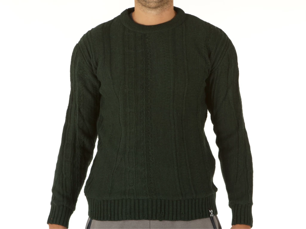 Berna Girocollo Jacquard Verde hombre 205013-6 