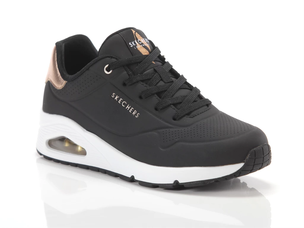  Uno - Sneakers donna Skechers. Disponibile in diverse taglie: 40, 41, 36, 37, 38, 39 e colori oro, nero. YOUSPORTY.