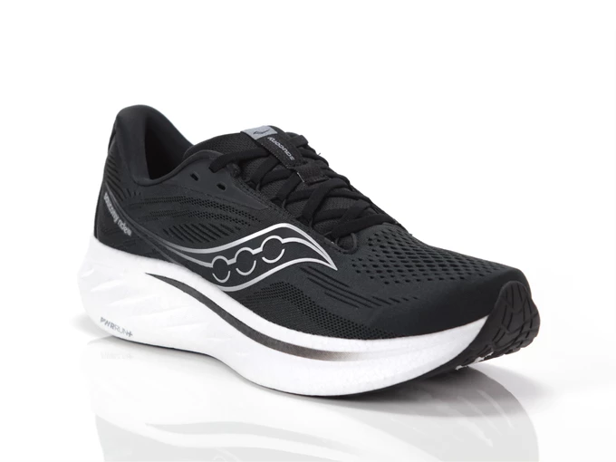  Ride 18 - Running uomo Saucony. Disponibile in diverse taglie: 46, 40, 41, 42, 43, 44, 45 e colori bianco, nero. YOUSPORTY.