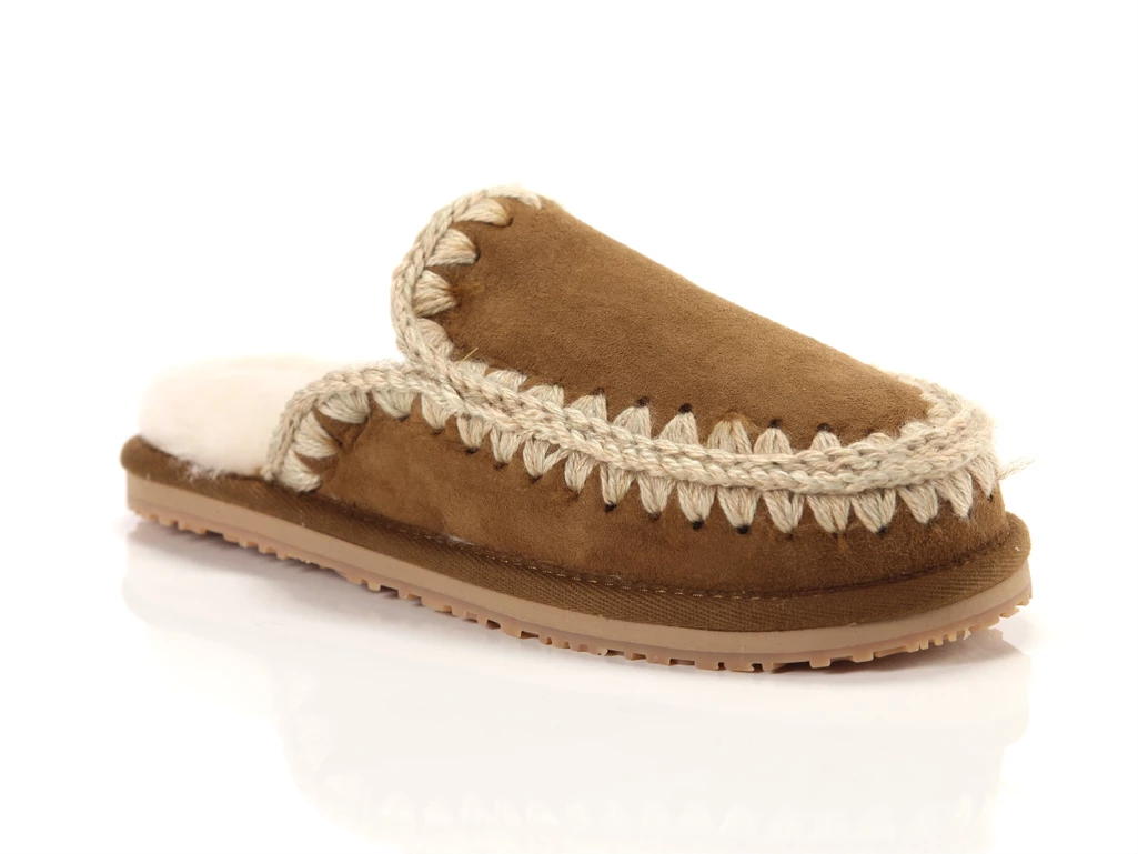  Suede Slipper Full Eskimo Stitch Cognac - Ciabatte donna Mou. Disponibile in diverse taglie: 40, 41, 36, 37, 38, 39 e colori be