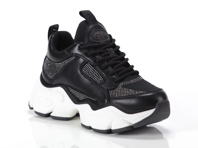Buffalo Binary Athena Glam-vegan nappa/glitter-black mujer 1636088 