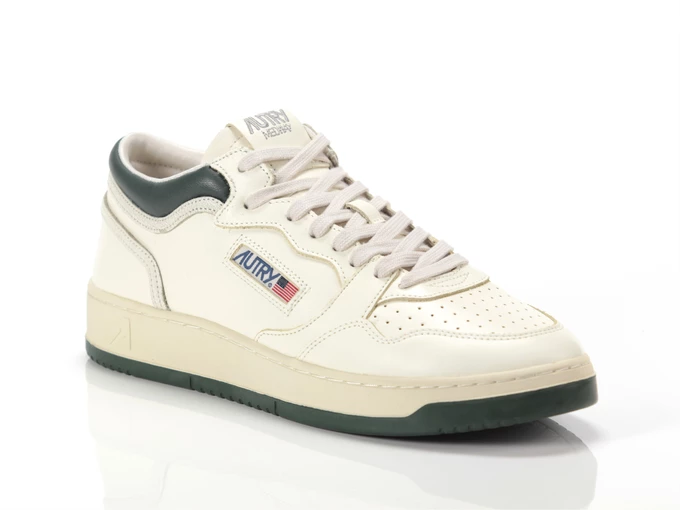  Med-Way Mid - Sneakers uomo Autry. Disponibile in diverse taglie: 46, 41, 42, 43, 44, 45 e colori verde scuro, bianco sporco. Y