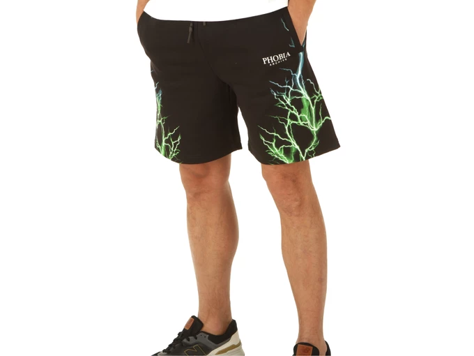 Phobia Archive Black Shorts With Green And Lightblue Lightning homme PH/16BGRLB