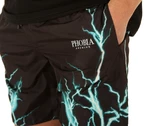 Black Swimwear With Lightblue Lightning - Costumi uomo Phobia Archive. Disponibile in diverse taglie: xl e colori nero, azzurro