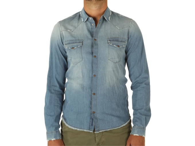  Camicia Jeans Rotture - Camicie uomo Berna. Disponibile in diverse taglie: l, m e colori bianco, azzurro. YOUSPORTY.