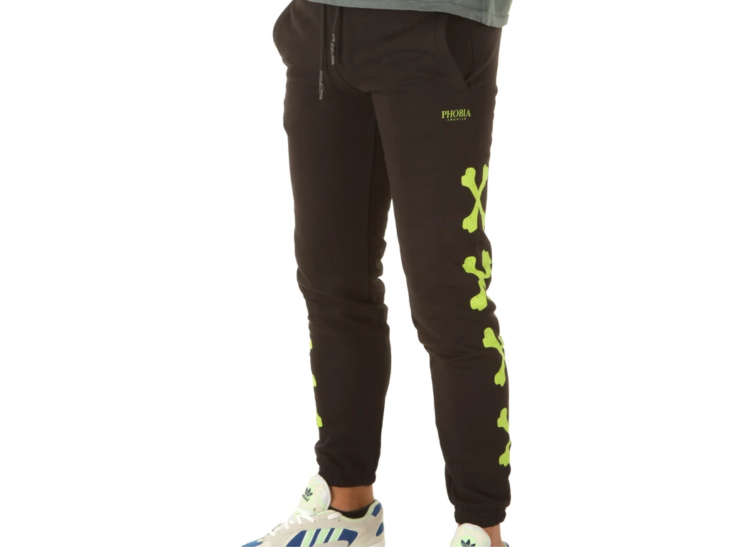 Phobia Archive Black Pants With Green Cross Bones homme PH00073
