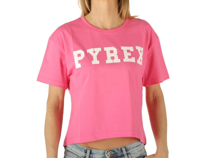  Maglia Corta Donna In Jersey Fuxia Fluo - T-Shirt donna Pyrex. Disponibile in diverse taglie: l, xs e colori fucsia. YOUSPORTY.