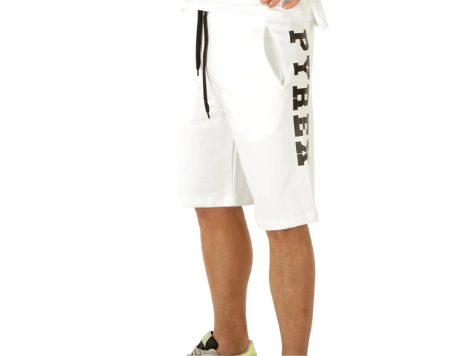  Bermuda In Felpa Uomo Bianco Stampa Nera - Bermuda uomo Pyrex. Disponibile in diverse taglie: l, m, s e colori bianco, nero. YO