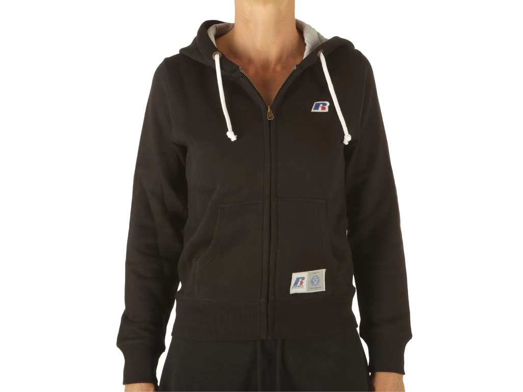  Zip Thr Jacket With Patch Logo - Felpe donna Russell Athletic. Disponibile in diverse taglie: l, m, s, xs e colori grigio, nero