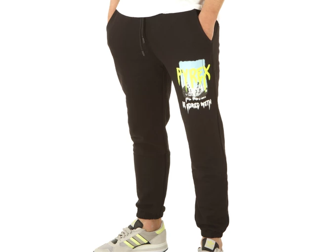  Pantalone In Felpa Uomo Nero - Pantaloni uomo Pyrex. Disponibile in diverse taglie: m e colori nero. YOUSPORTY.