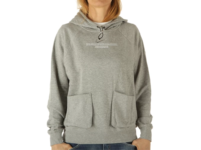 W Nsw Swsh Hoodie Ft Dk Grey Heather White - Felpe donna Nike. Disponibile in diverse taglie: s e colori grigio, argento, bianc