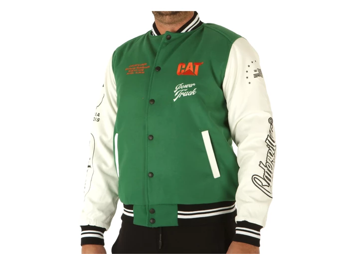  Iconic Varsity Jacket Ivory Green - Giacche uomo Caterpillar. Disponibile in diverse taglie: l, m, s, xl e colori bianco, nero,