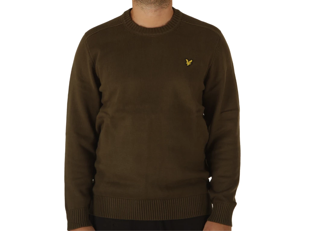 Lyle & Scott Shoulder Detail Crew Neck Jumper Olive, Taglia Xl Uomo Colore Verde