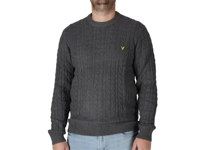  Cable Crew Neck Jumper Jet Black Marl - Felpe uomo Lyle & Scott. Disponibile in diverse taglie: l e colori grigio. YOUSPORTY.