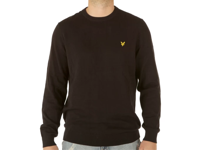  Crew Neck Cotton Jumper Jet Black - Felpe uomo Lyle & Scott. Disponibile in diverse taglie: xl e colori nero. YOUSPORTY.