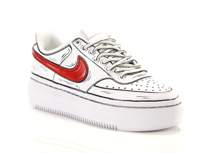 Nike Court Vision Platform Comics Swoosh Red femme DM0113 100 CM5