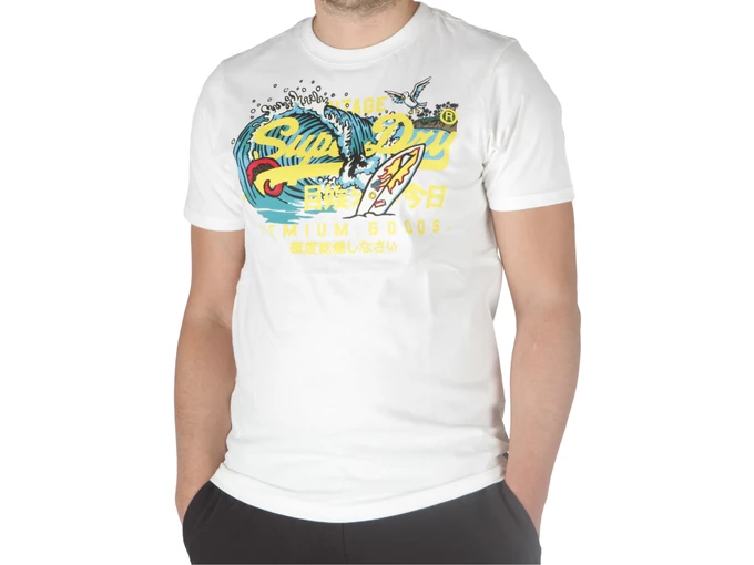  La Vl Graphic T Shirt - T-Shirt uomo Superdry. Disponibile in diverse taglie: l, m, xl e colori giallo, bianco. YOUSPORTY.