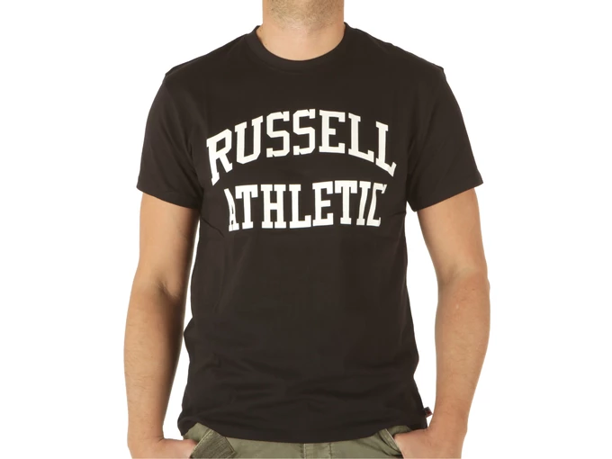  Iconic SS Crewneck Tee Shirt - T-Shirt uomo Russell Athletic. Disponibile in diverse taglie: l, m, s, xl e colori bianco, nero.