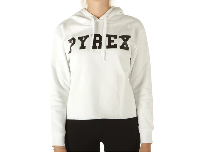  Maglia Cappuccio Corta Donna In Felpa Bianco - Felpe donna Pyrex. Disponibile in diverse taglie: l, m, s e colori bianco, nero.