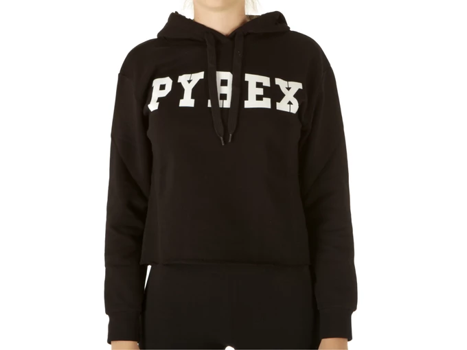  Maglia Cappuccio Corta Donna In Felpa Nero - Felpe donna Pyrex. Disponibile in diverse taglie: l, s e colori bianco, nero. YOUS