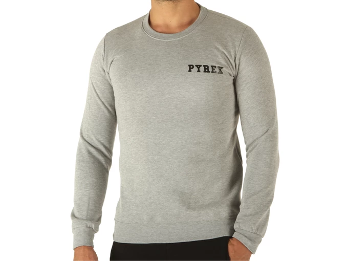  Maglia Girocollo Uomo Felpa Grigio Chiaro Melange - Felpe uomo Pyrex. Disponibile in diverse taglie: m e colori grigio, nero. Y