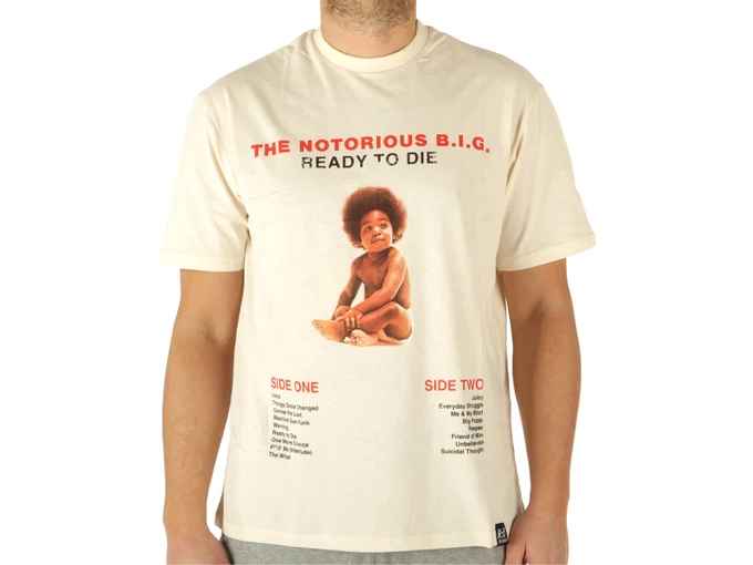  The Notorious B.I.G. Ready To Die - T-Shirt uomo ReCovered. Disponibile in diverse taglie: m, xl e colori bianco panna. YOUSPOR