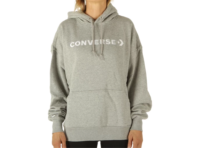  Embroidered Wordmark Hoodie - Felpe donna Converse. Disponibile in diverse taglie: xs e colori grigio, bianco. YOUSPORTY.