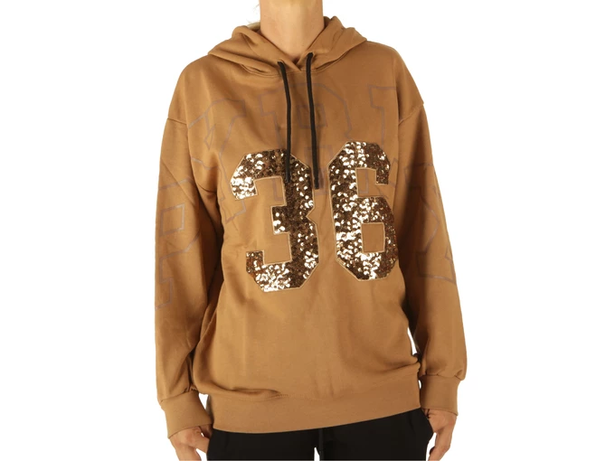  Maglia Cappuccio In Felpa Donna Brown - Felpe donna Pyrex. Disponibile in diverse taglie: l, m, s, xs e colori bronzo, marrone 