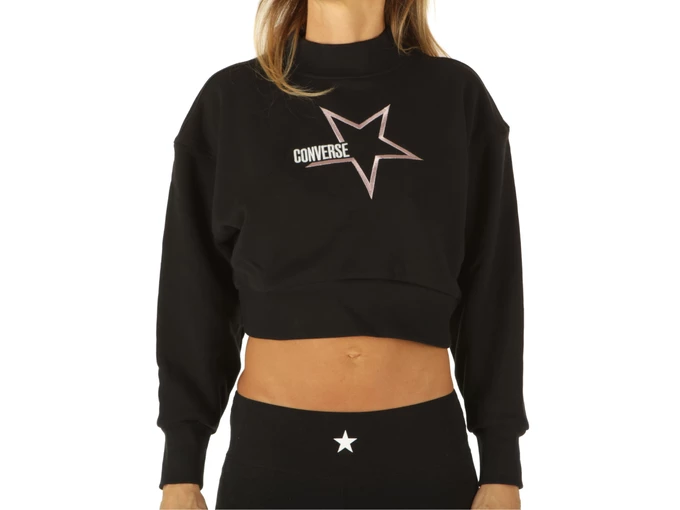  Sweatshirt Cropped Crew All Star - Felpe donna Converse. Disponibile in diverse taglie: l, m, s, xs e colori rosa, bianco, nero