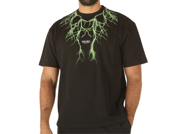 Phobia Archive Black T Shirt Green Lightning man PH/BG