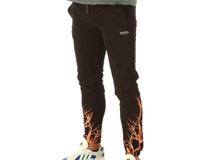 Phobia Archive Black Pants With Orange Lightning man PH00029OR
