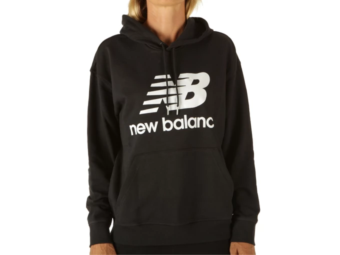 New Balance Essential Stacked Logo Oversized Hoodie French Terry Black woman