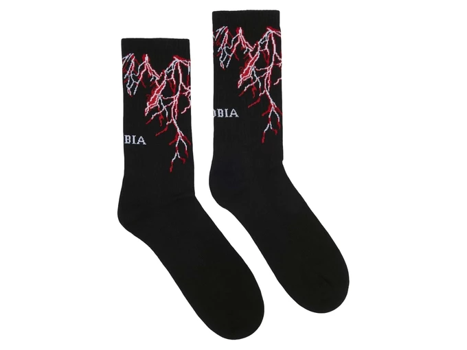 Phobia Archive Black Socks Red Lightning man PHA00057CZ