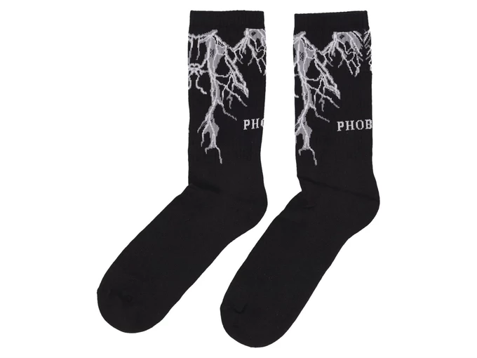 Phobia Archive Black Socks With Grey Lightning adult unisex PHA00232