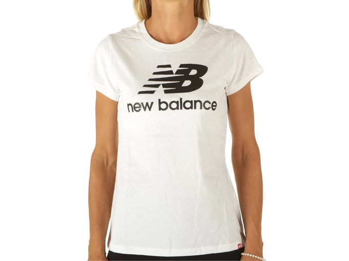 New Balance Essential Stacked Logo Tee White woman WT91546 WK