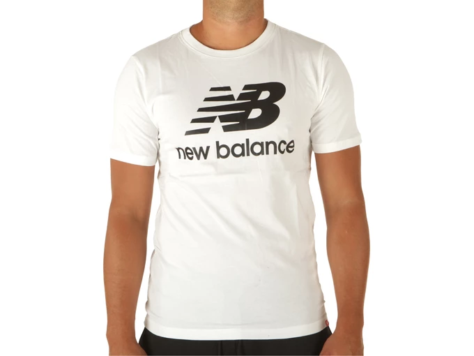 New Balance Essential Stacked Logo Tee White homme MT01575 WT
