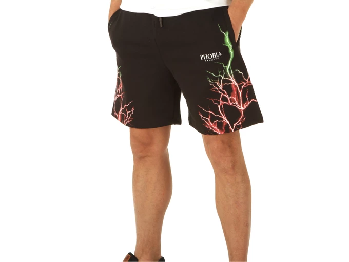 Phobia Archive Black Shorts With Red And Green Lightning homme PH/16BREDGR