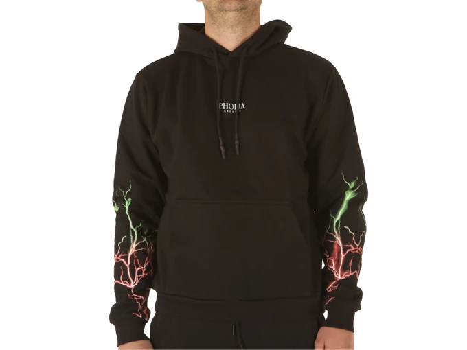 Phobia Archive Black Hoodie With Red And Green Lightning homme PH/2BREDGR