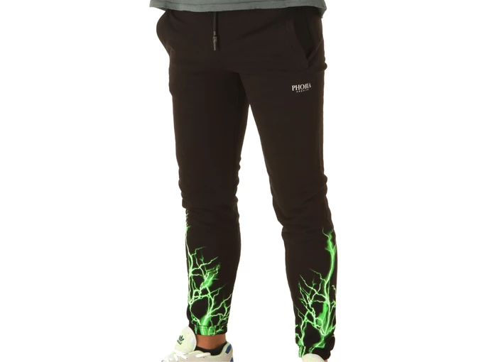 Phobia Archive Black Pants With Green Lightning homme PH00030GR