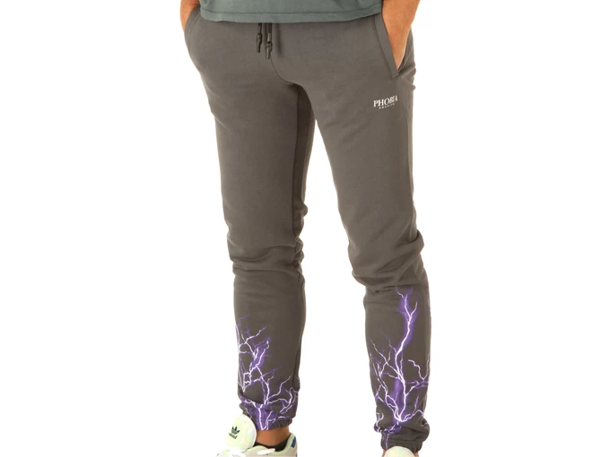 Phobia Archive Grey Pants With Purple Lightning homme PH00034PU