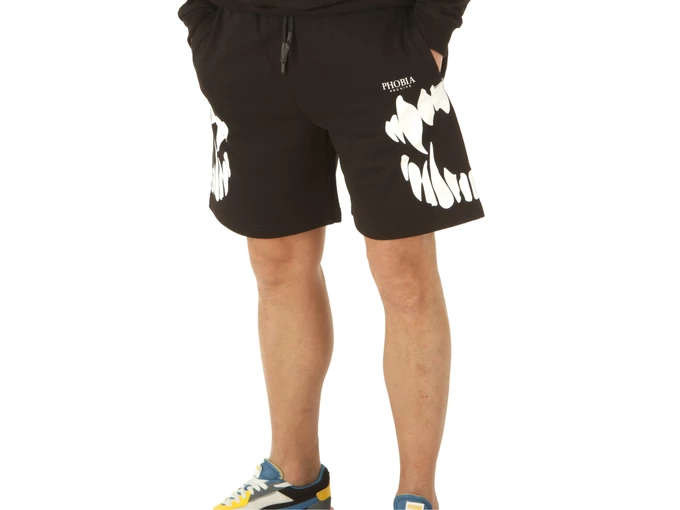 Phobia Archive Black Shorts With White Mouth Print homme PH00203
