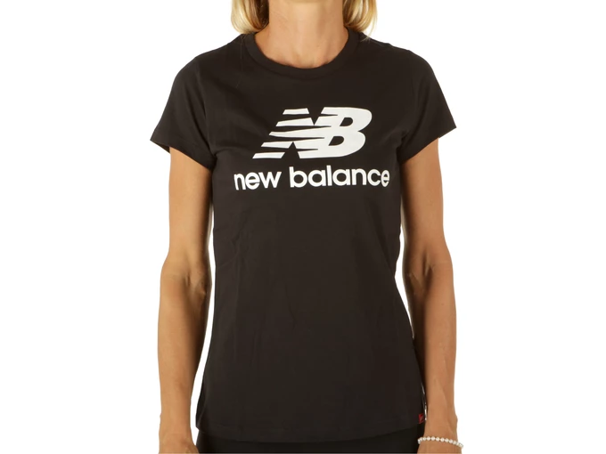 New Balance Essential Stacked Logo Tee Black femme WT91546 BK